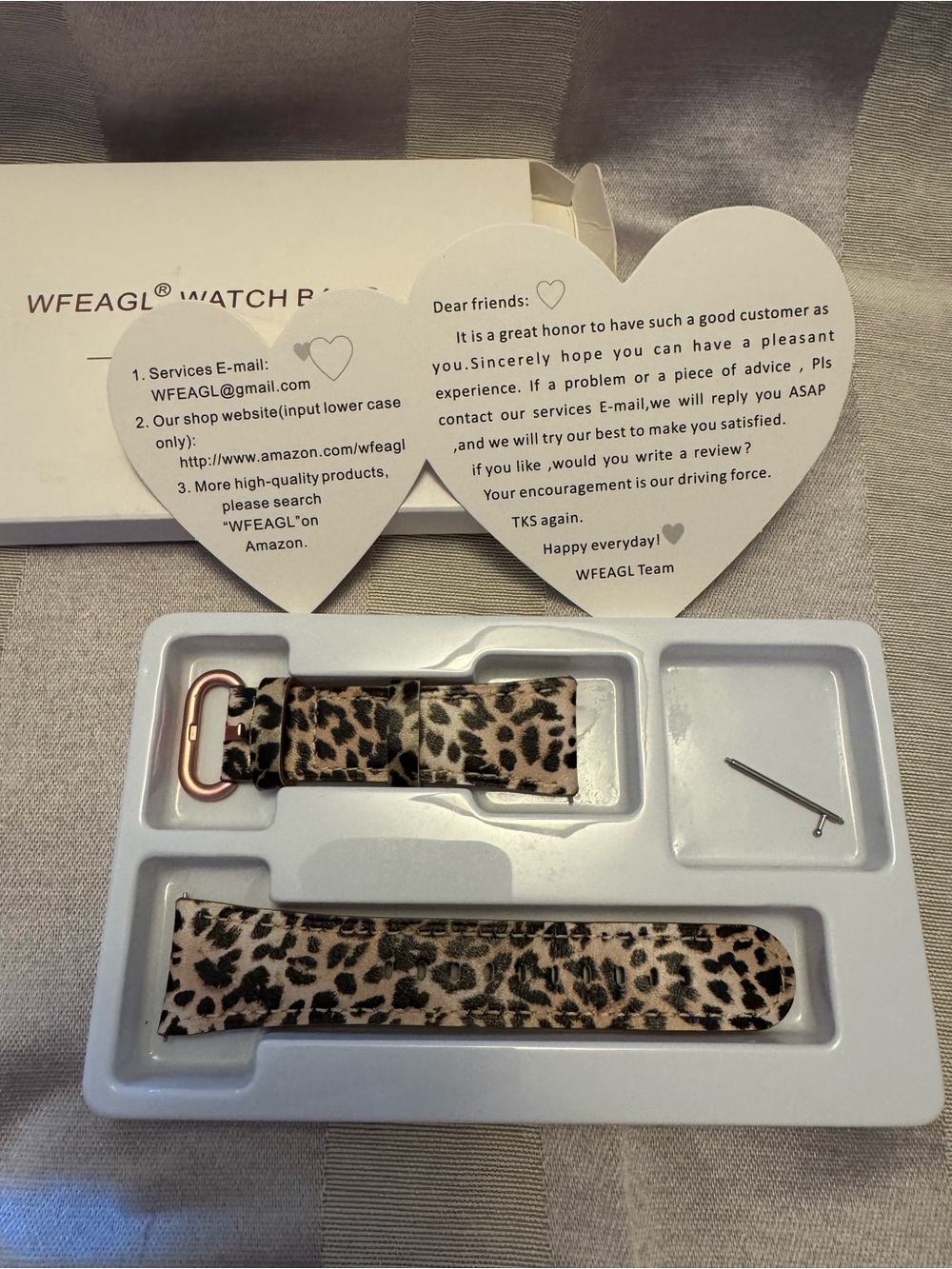 WFEAGL Leopard Print Genuine Leather Watch Band -  Replacement Strap - Picture 3 of 6
